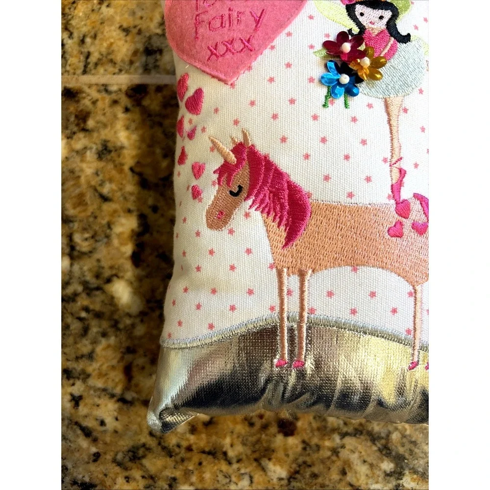 Tooth & Rock Polka Dot Unicorn Heart‎ Plush Tooth Fairy Pillow Door Hanger